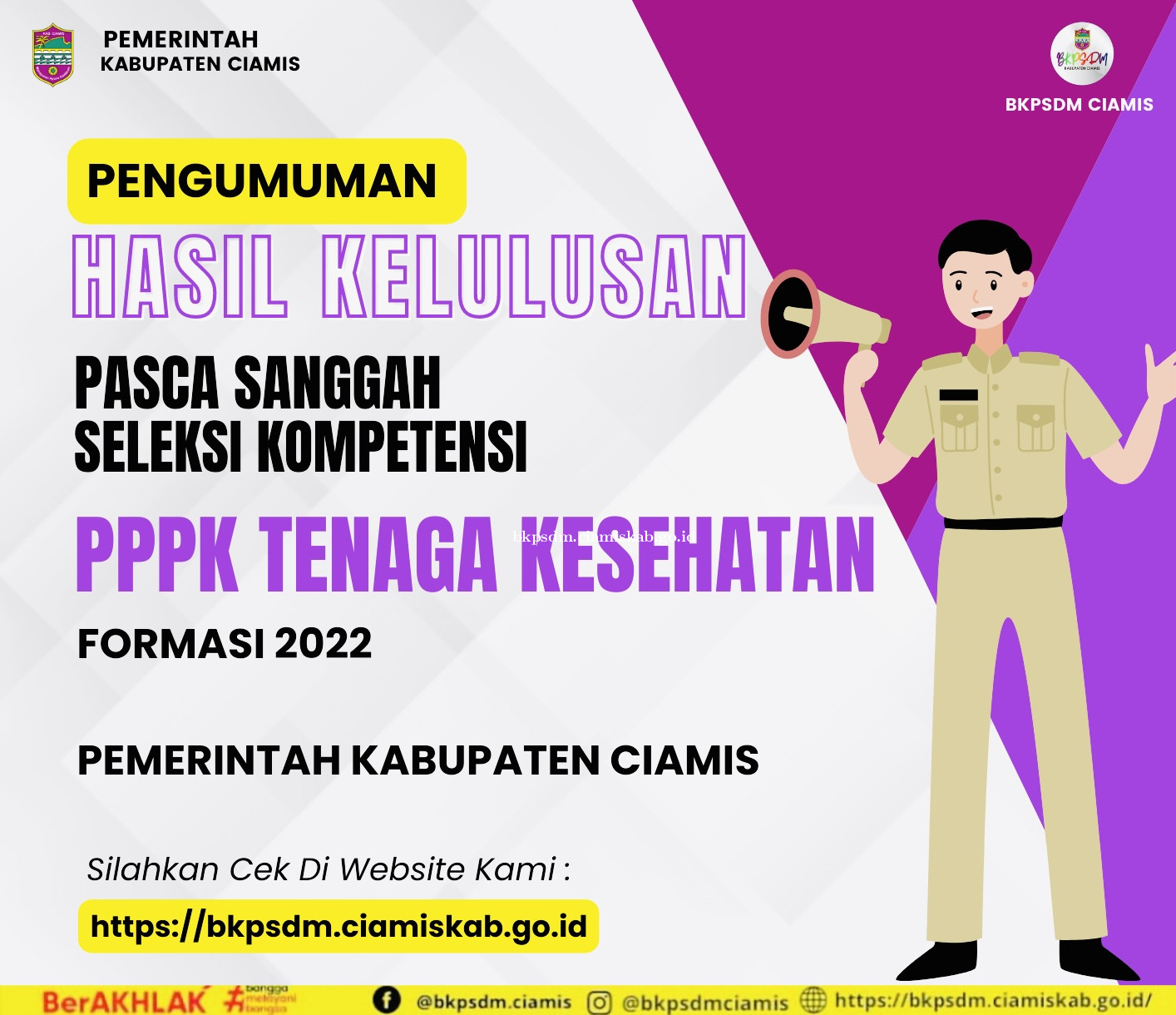 Pengumuman Pasca Sanggah Seleksi Kompetensi PPPK Tenaga Kesehatan Kabupaten Ciamis Tahun 2022